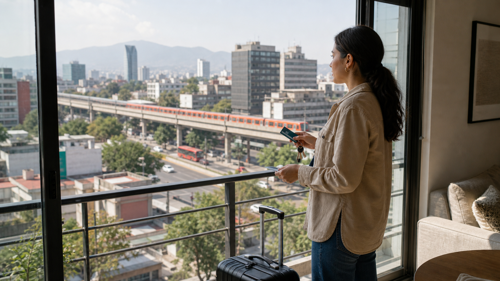 Guest comparing Centro Medico Siglo XXI and La Raza hospital routes from a furnished Mexico City apartment before choosing a monthly stay.