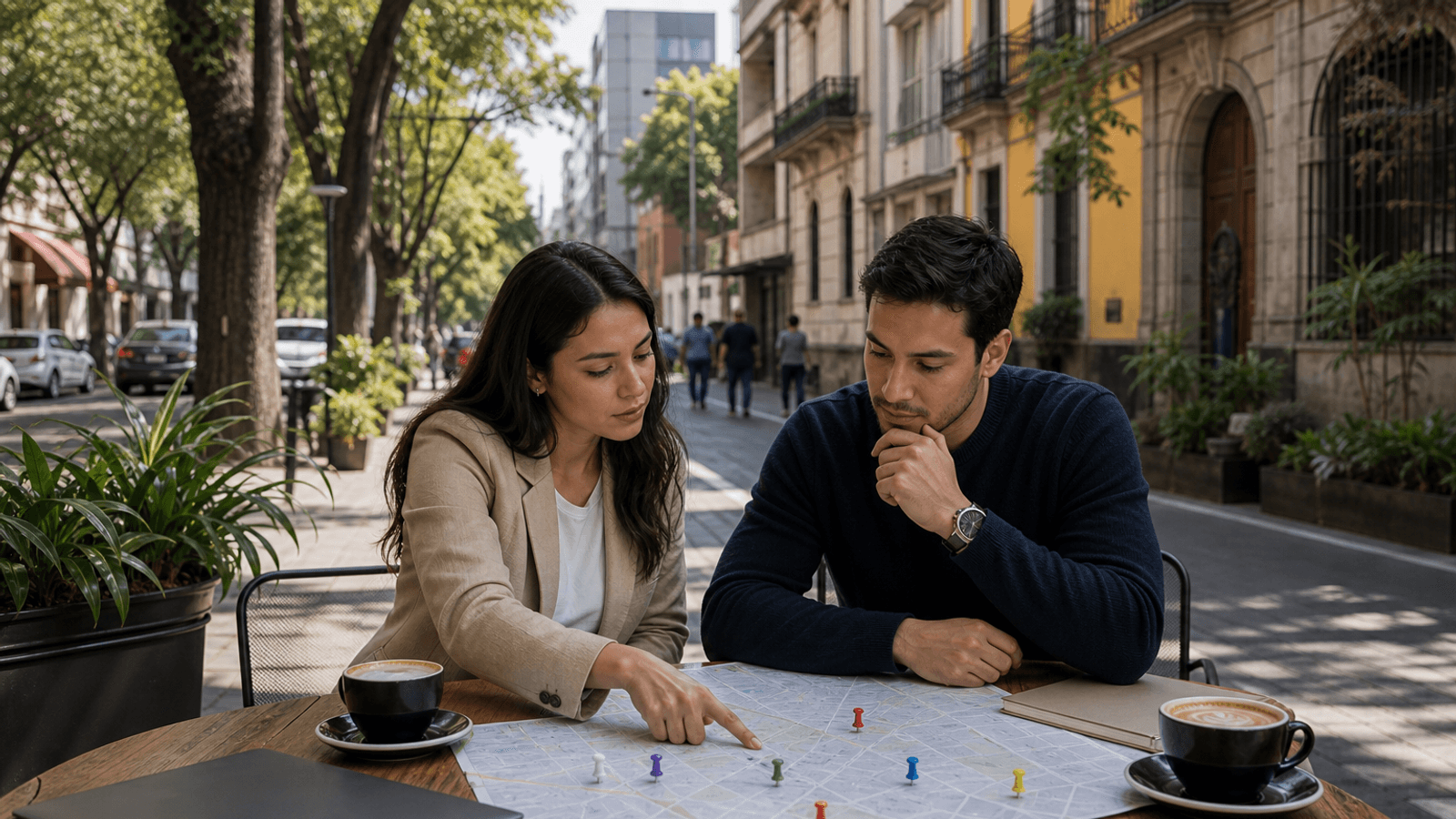 Comparación visual de barrios en CDMX para trabajadores remotos que evalúan Roma Norte, Condesa, Juárez, Narvarte, Polanco, Coyoacán y Escandón.
