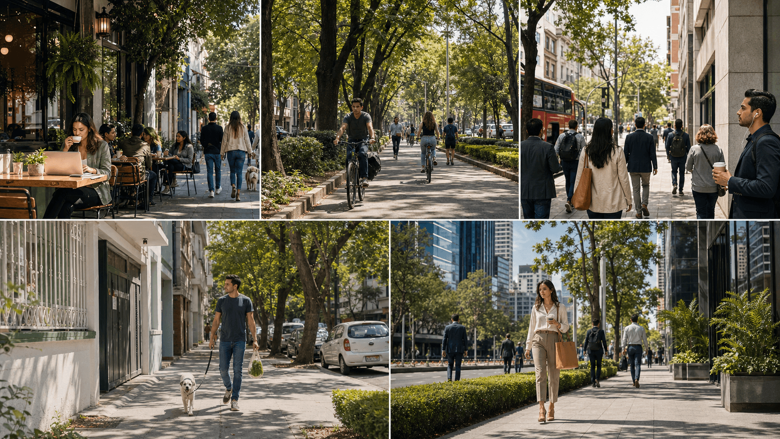 Comparación de rutinas diarias en Roma Norte, Condesa, Juárez, Narvarte y Polanco para trabajadores remotos en CDMX.