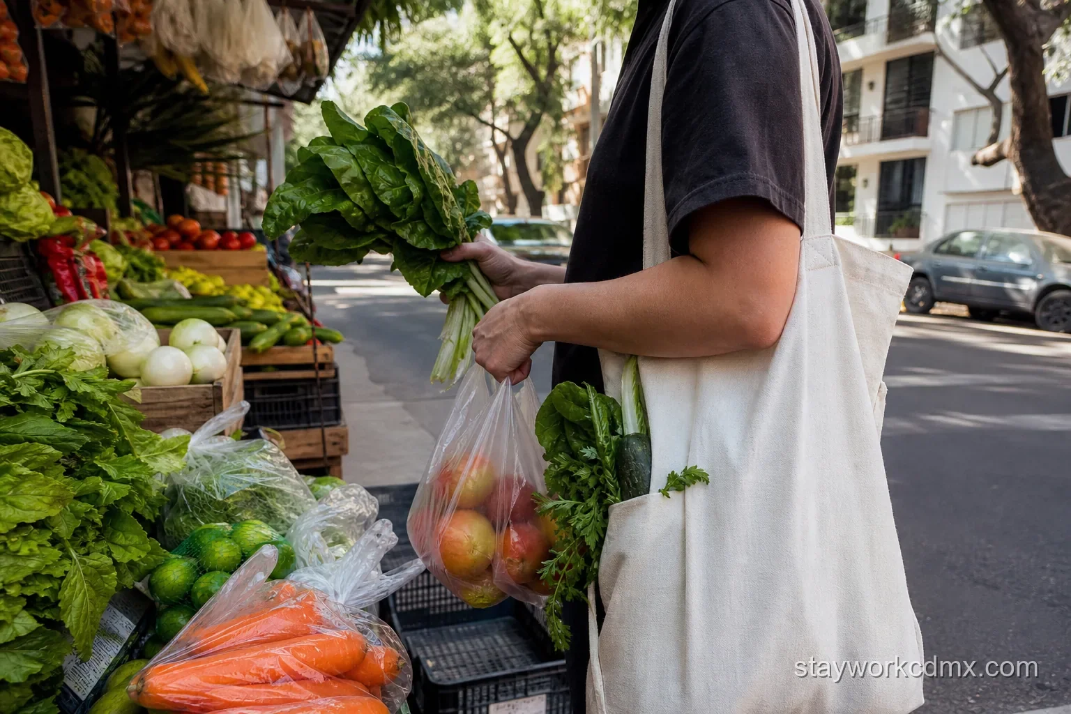 A Del Valle resident combining groceries with a practical monthly shopping route.