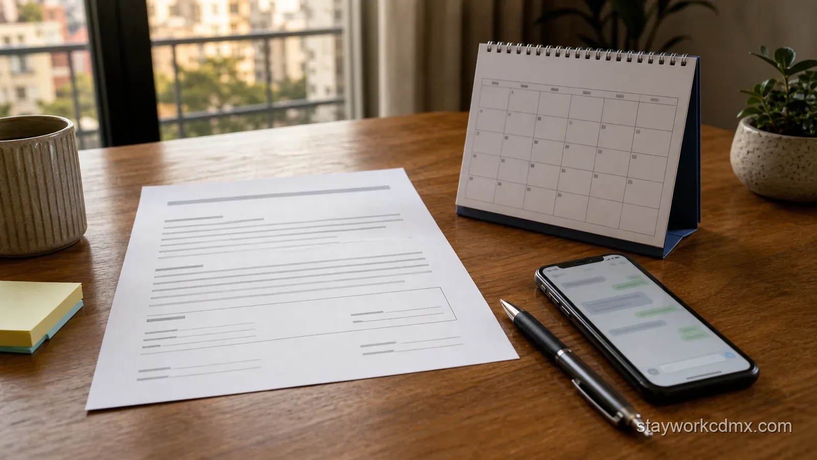 Written booking terms and a quote sheet for comparing the total cost of a longer Mexico City stay before payment.