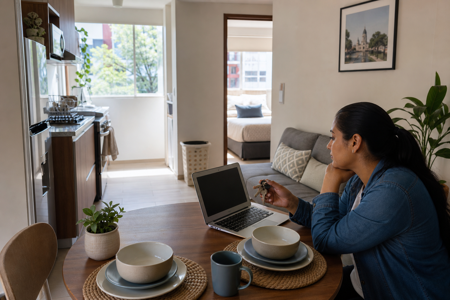 Furnished apartment near Doctores hospitals in Mexico City with kitchen, laundry, and quiet space for a monthly medical stay.