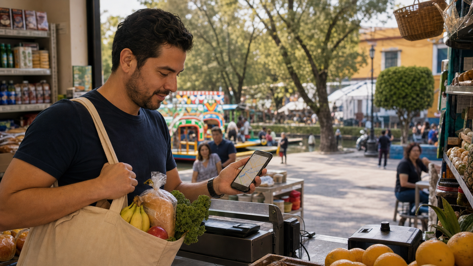 Trabajador remoto decide entre Centro, Chapultepec, Xochimilco y Coyoacán mientras compra víveres el domingo para preparar un lunes laboral en CDMX.