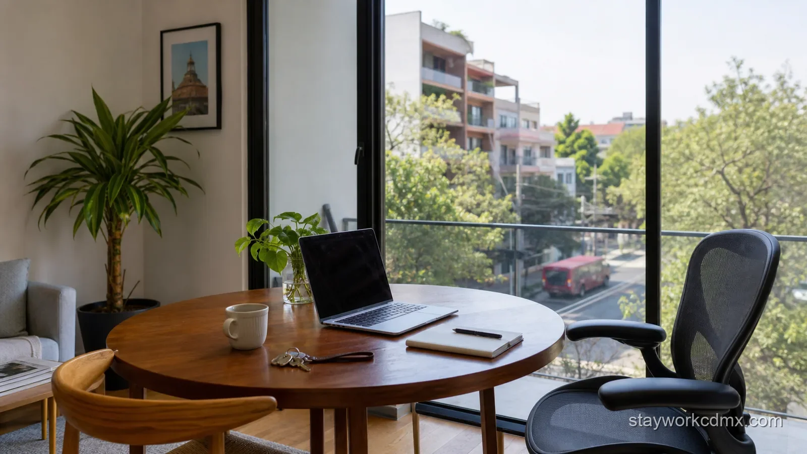 A quiet Escandón apartment street and entrance checked before choosing a monthly long stay.
