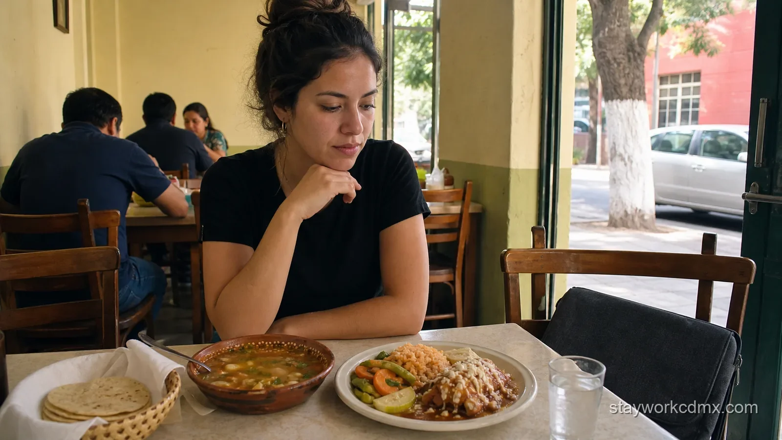 Weekday comida corrida lunch break in Escandon during a remote worker’s monthly routine in Mexico City.