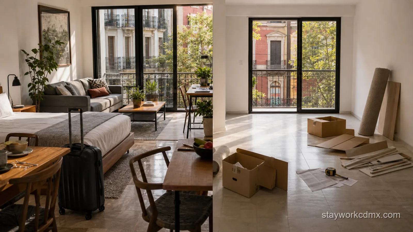 Furnished and unfurnished Mexico City apartment setup comparing move-in convenience, furniture costs, deposits, and lease flexibility.
