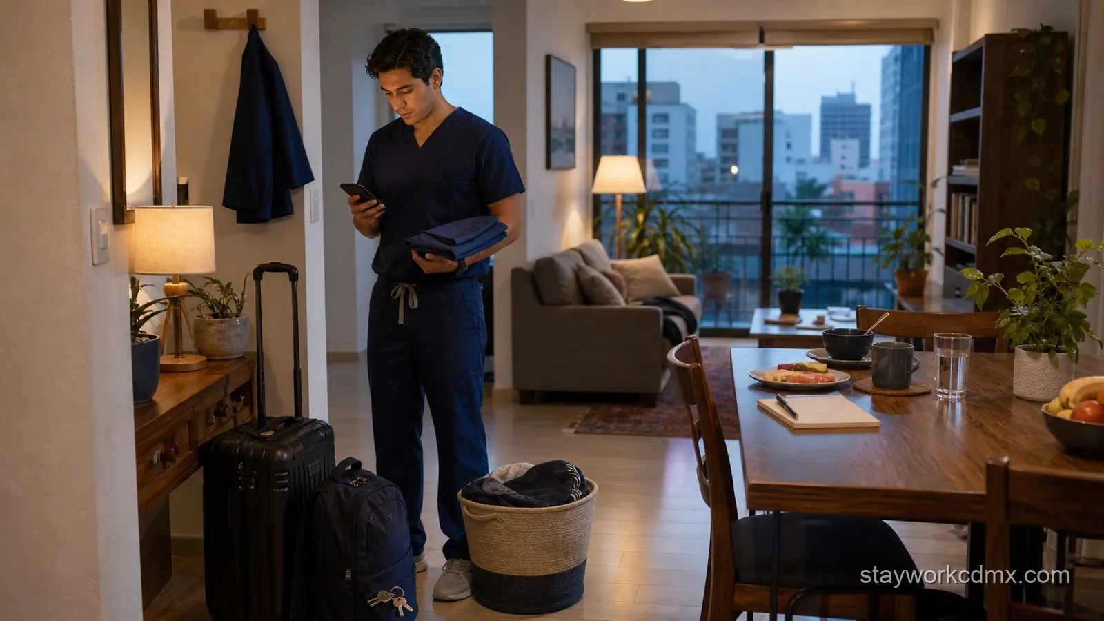 Medical professional in long-stay housing near Narvarte hospitals
