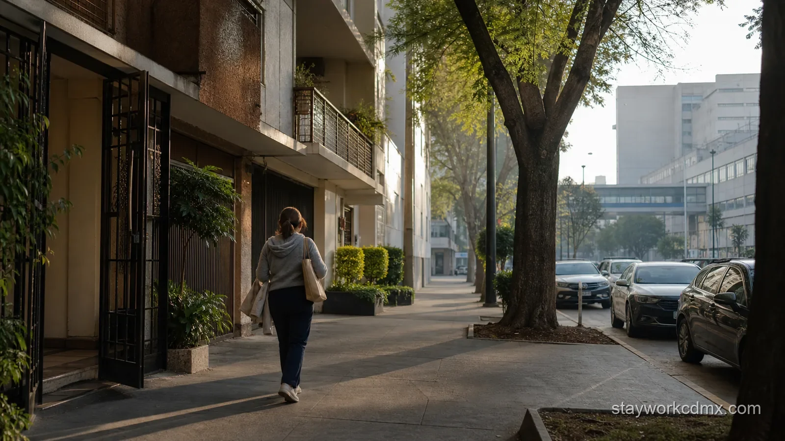 Calm residential Narvarte base and hospital route before an early shift in Mexico City.