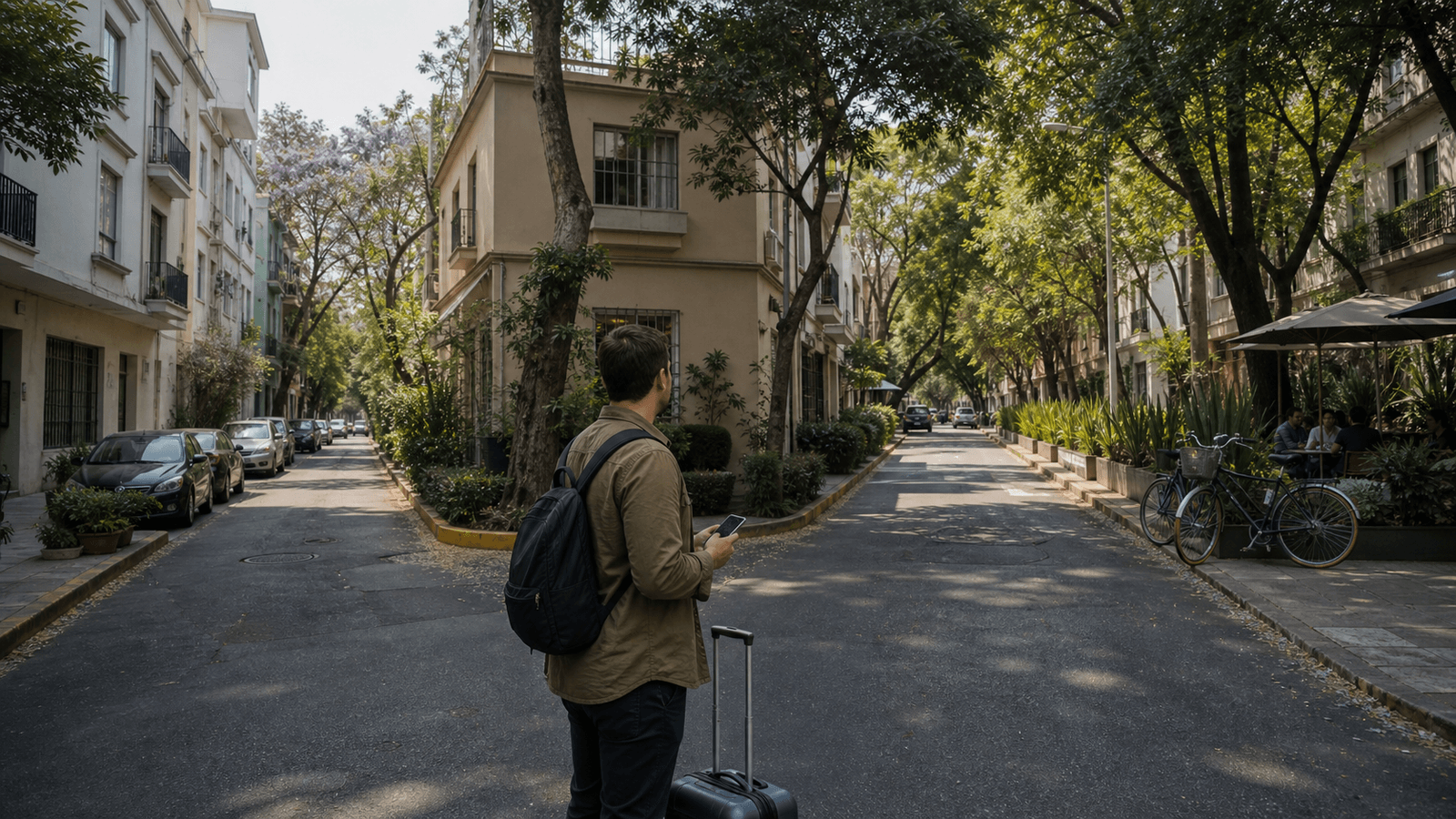 Comparación visual entre la calma residencial de Narvarte y el estilo de vida verde y caminable de Condesa para una estancia mensual en CDMX.