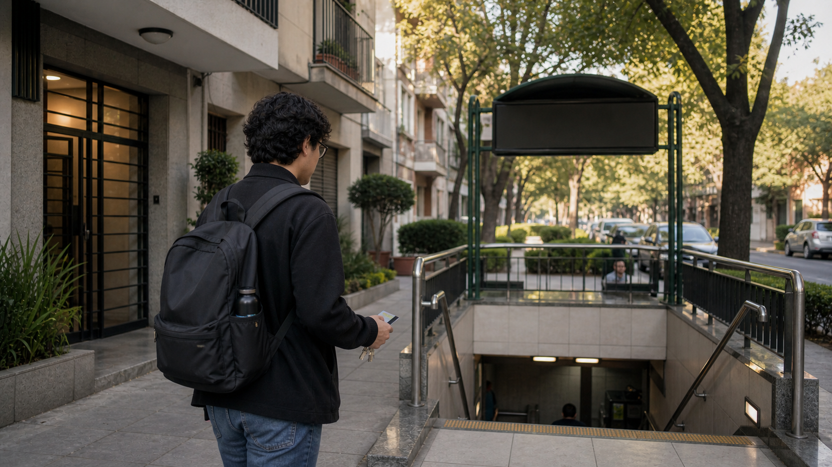 Student leaves a furnished Narvarte apartment for a predictable Metro commute toward UNAM and Copilco