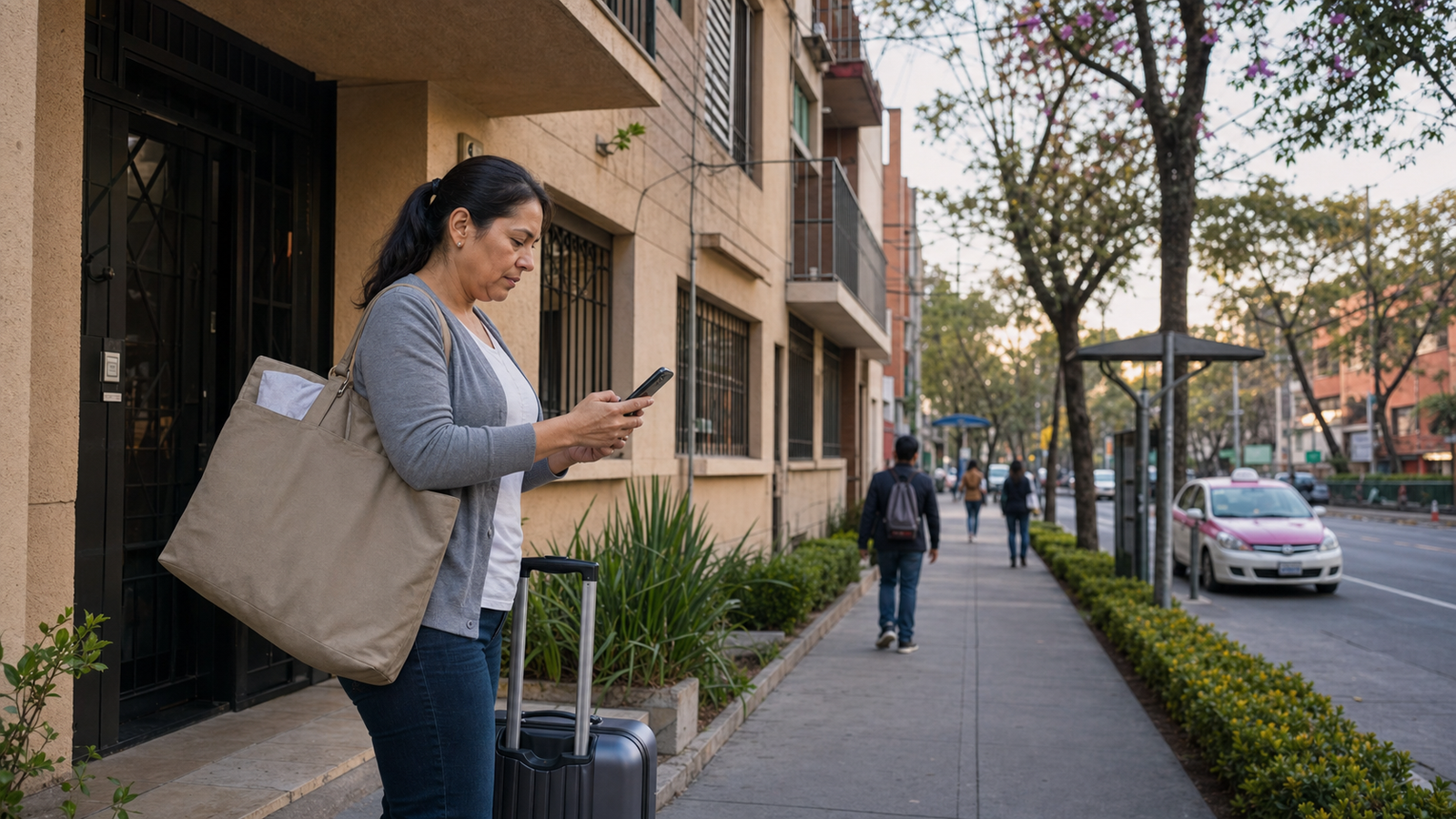 Family caregiver checks the route from Narvarte to the correct hospital entrance before choosing patient-family housing in CDMX.