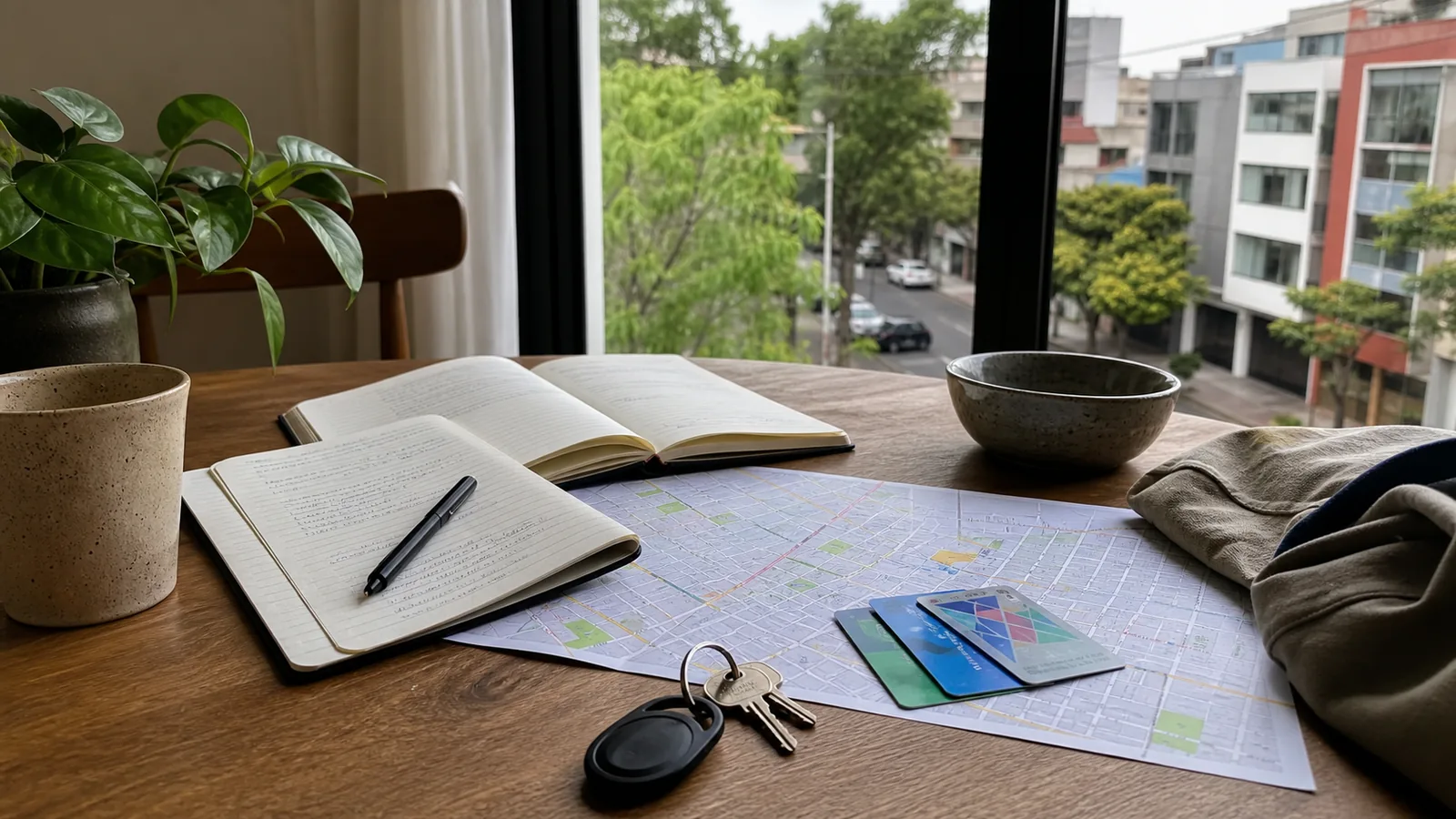 Monthly apartment decision setup comparing residential routine, transit, and block fit between Narvarte and San Rafael.