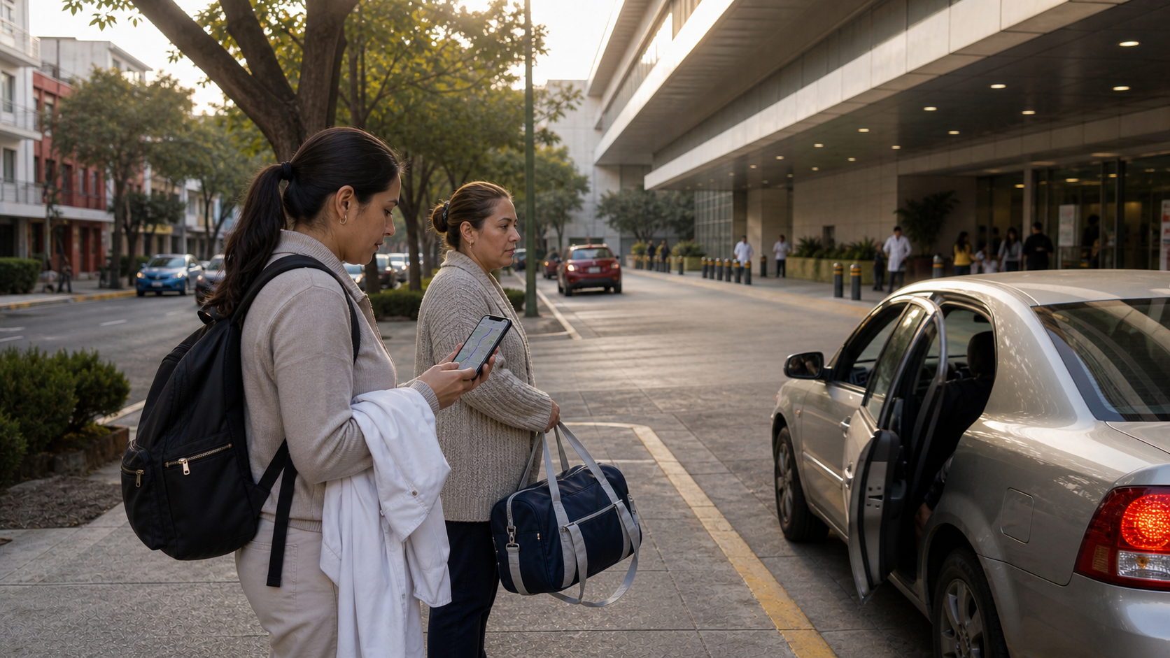 Patient checking a real hospital route from a Narvarte recovery apartment before follow-up appointments in Mexico City.