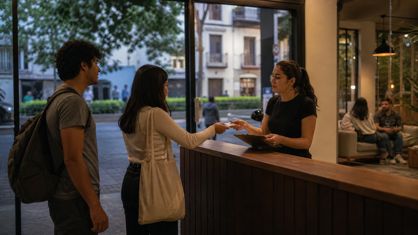 Private furnished apartment in CDMX showing controlled visitor access and quiet privacy for extended stays.