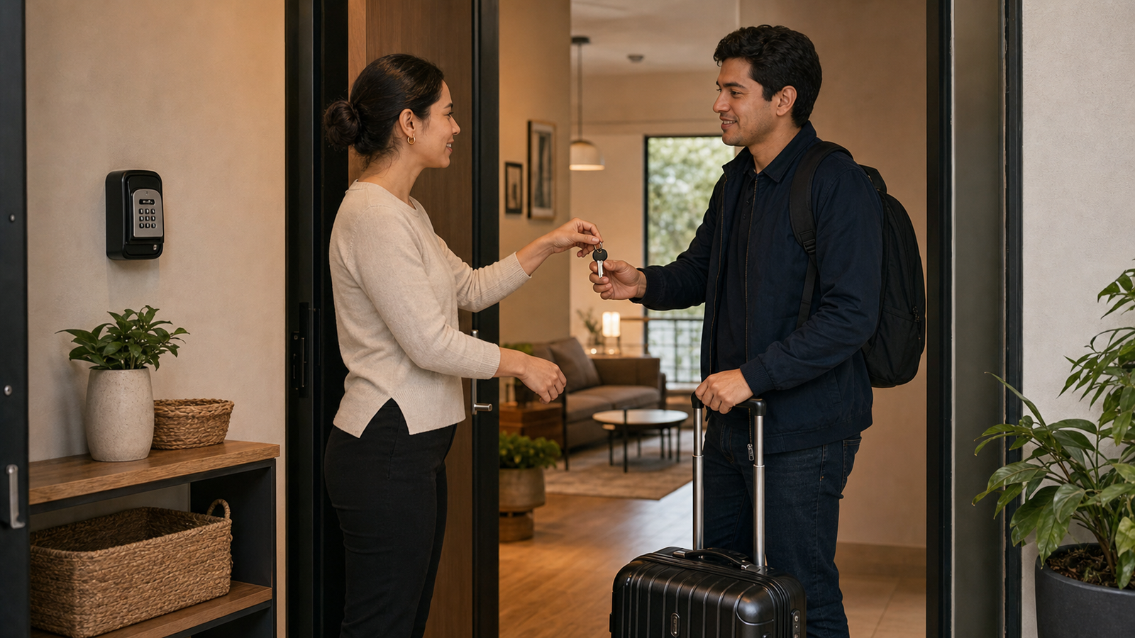 Entrega de llaves en departamento de Roma Norte al confirmar una reserva directa con reglas, check-in y condiciones mensuales claras.