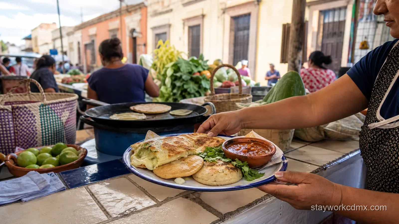Quesadillas, gorditas and salsa at a San Rafael neighborhood market