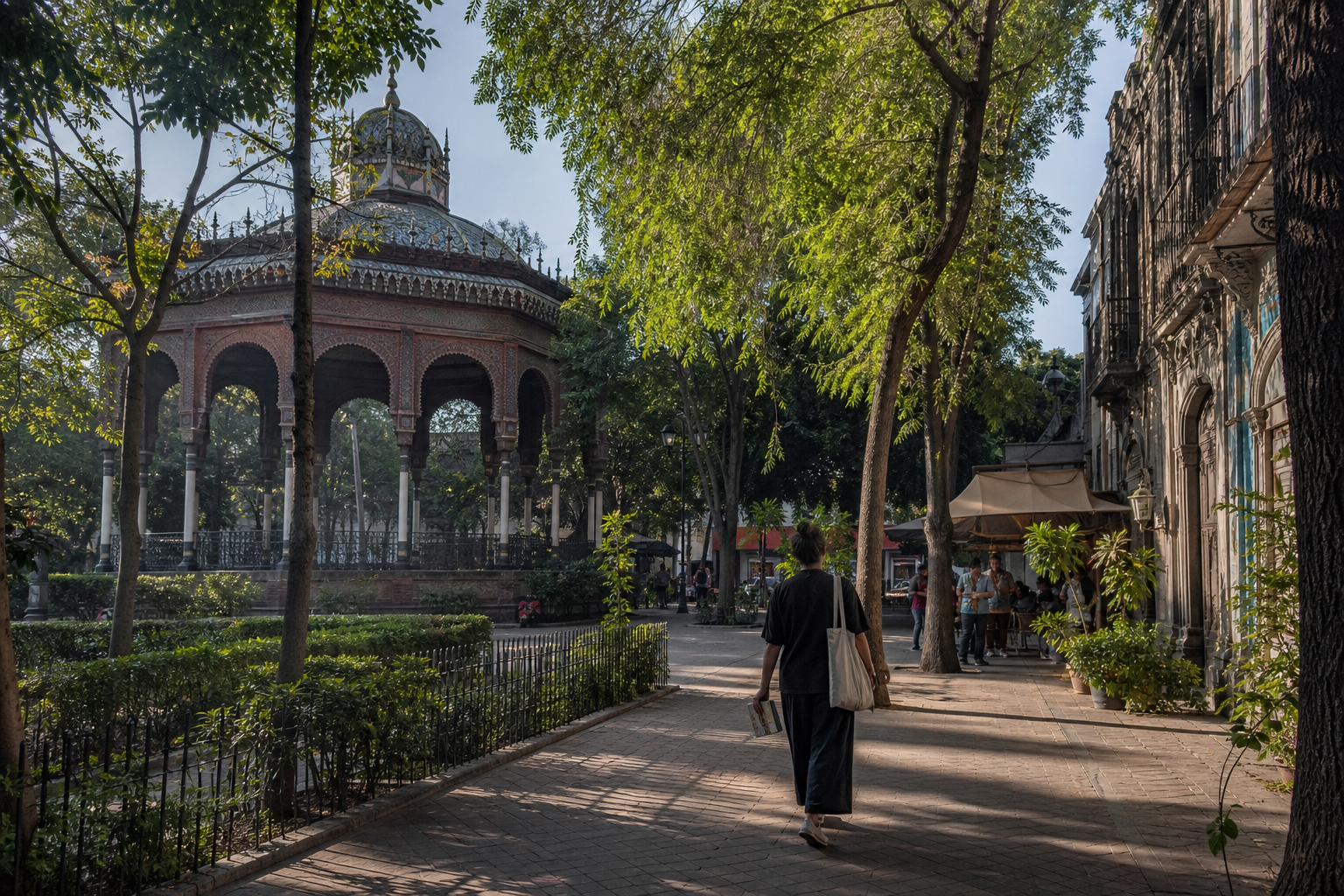 A Santa María la Ribera walk near the Kiosco Morisco and Alameda