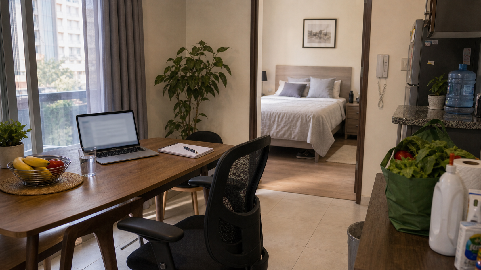 Apartamento amueblado en CDMX con mesa estable para trabajar y recamara tranquila para evaluar trabajo, sueño y presupuesto mensual
