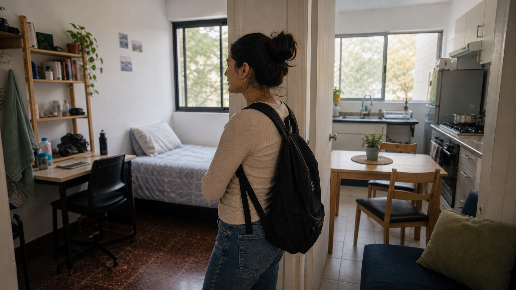 Shared student housing and a compact furnished apartment near Copilco compared for privacy, kitchen access, and 30 night stays