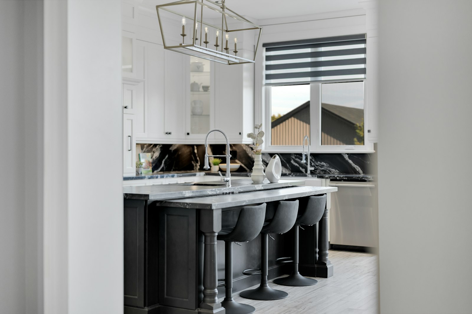 Luxury furnished apartment kitchen and living — corporate housing in Mexico City